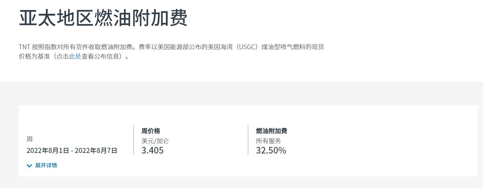 TNT燃油附加费