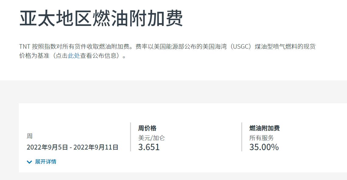 TNT燃油附加费