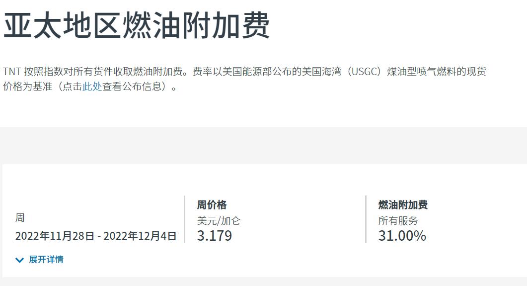 TNT燃油附加费