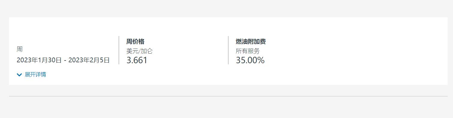 2023年2月燃油附加费