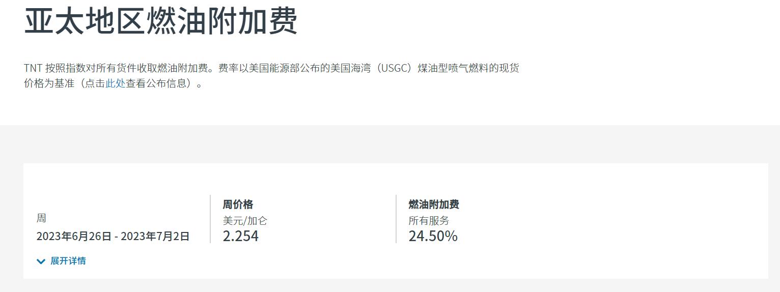 TNT燃油附加费