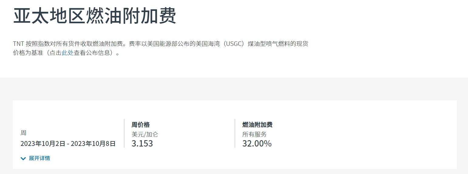 TNT国际燃油附加费