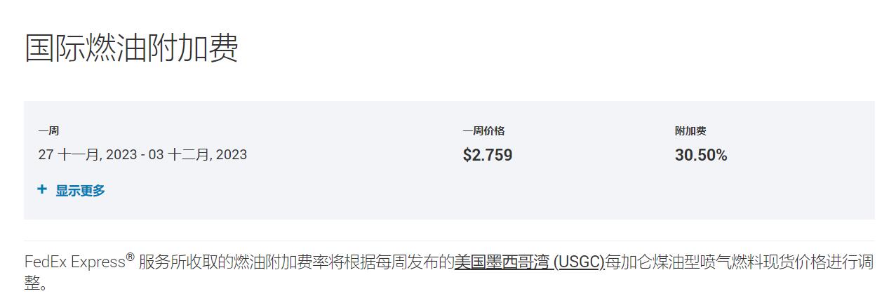FedEx燃油附加费