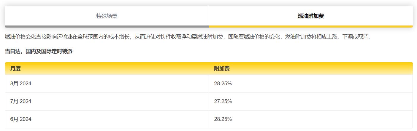 DHL燃油附加费