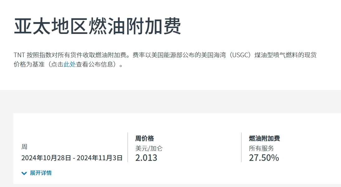 TNT燃油附加费