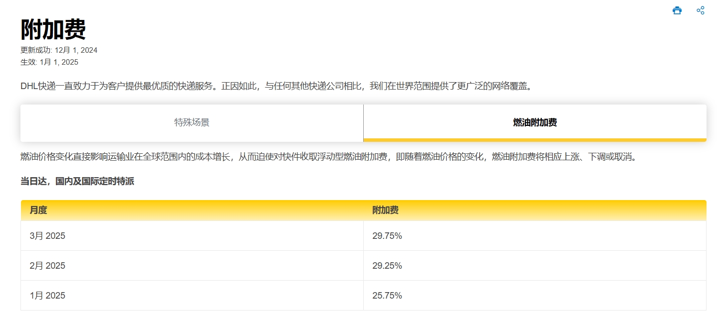 3月dhl燃油附加费